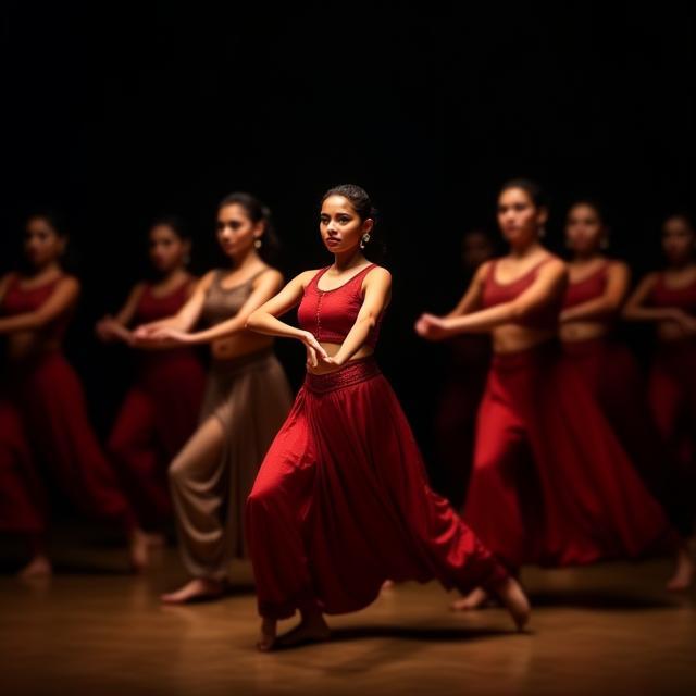 Advanced dancers rehearsing complex choreography
